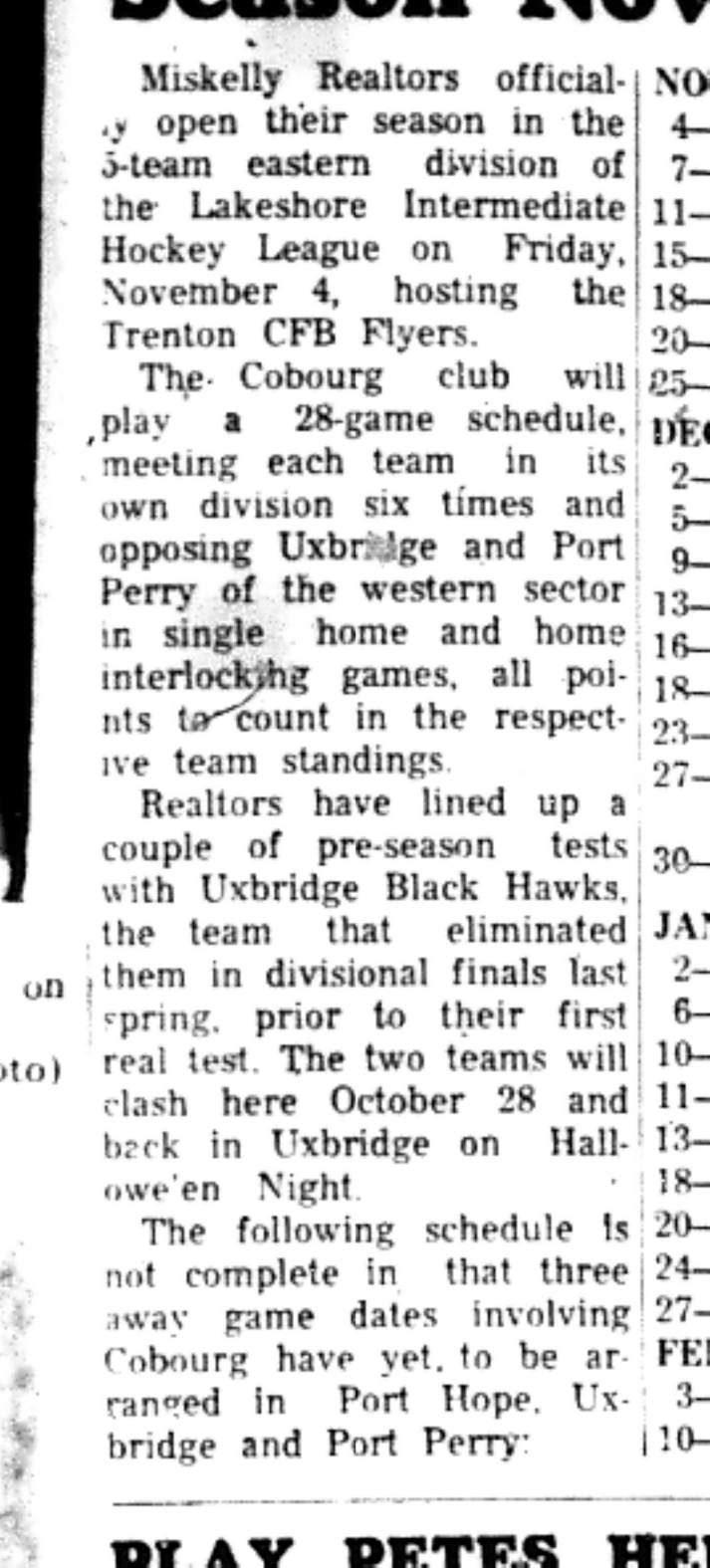 1966-10-19 Hockey -Boys -Miskelly Realtors Schedule-B