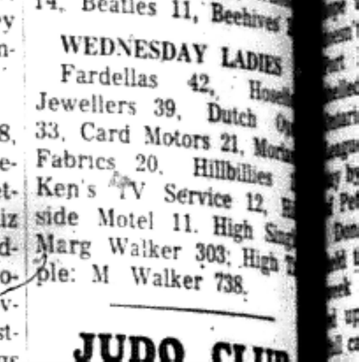 1966-11-02 Bowling -Ladies -Wednesday League Results