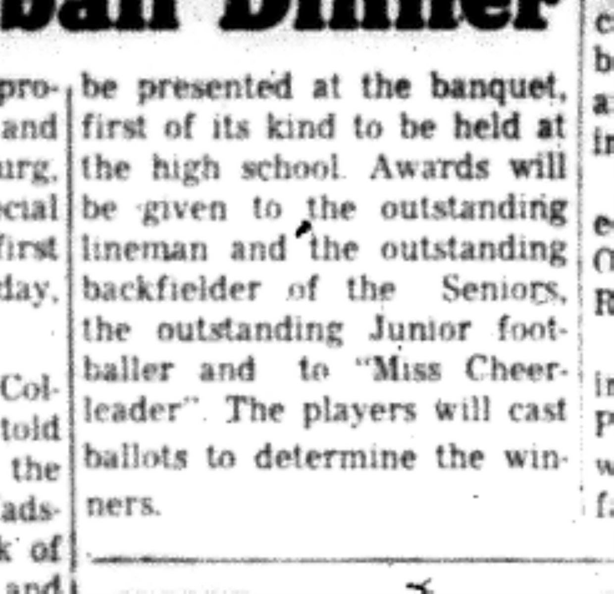 1966-11-16 School -Football -Boys -CDCI East Upcoming Banquet-C