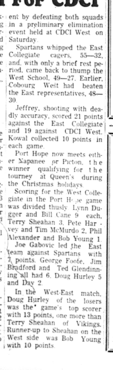 1966-12-07 School -Basketball -Boys -CDCI East vs Port Hope-C