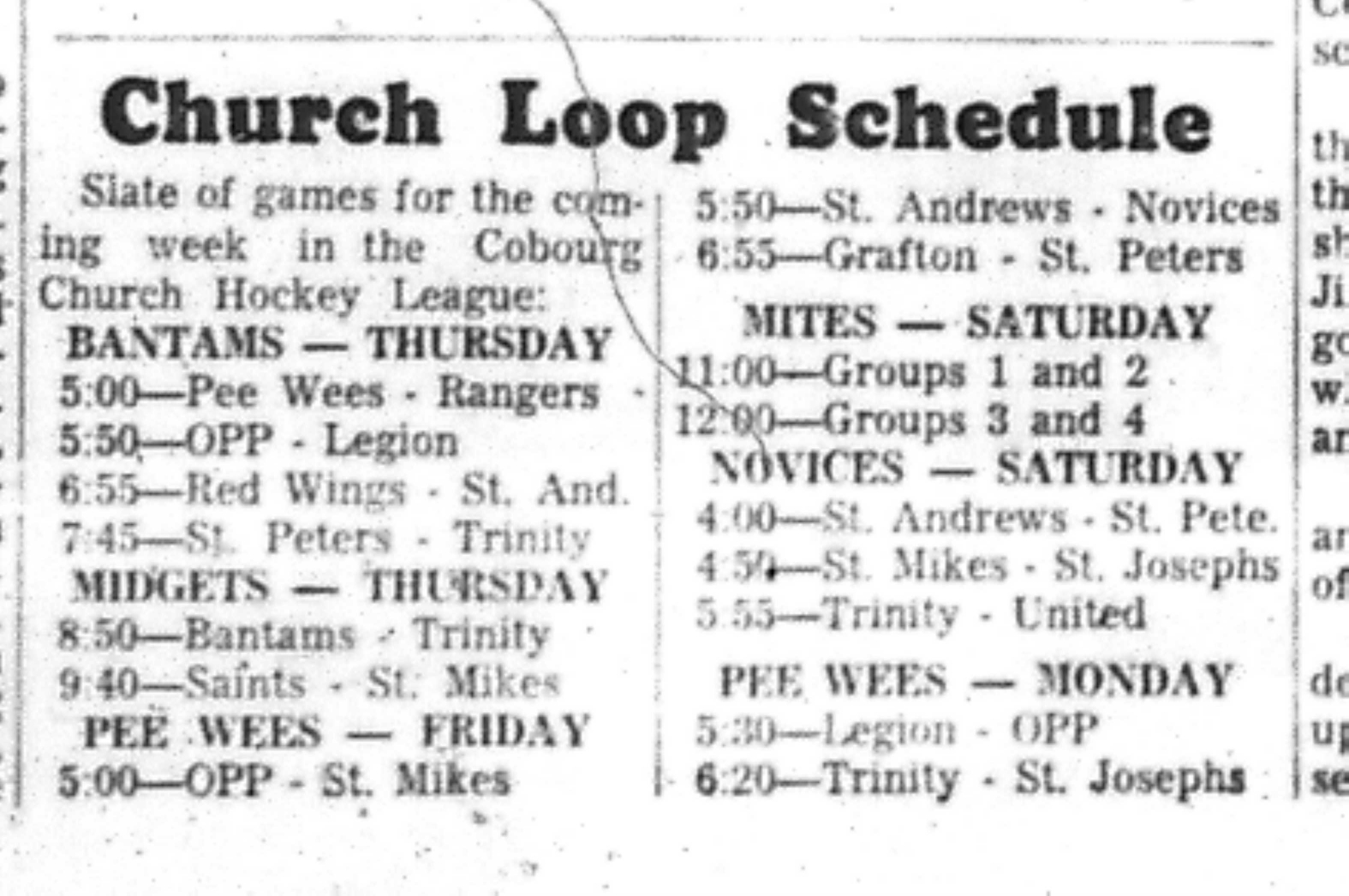 1966-12-14 Hockey -Boys -CCHL Schedule
