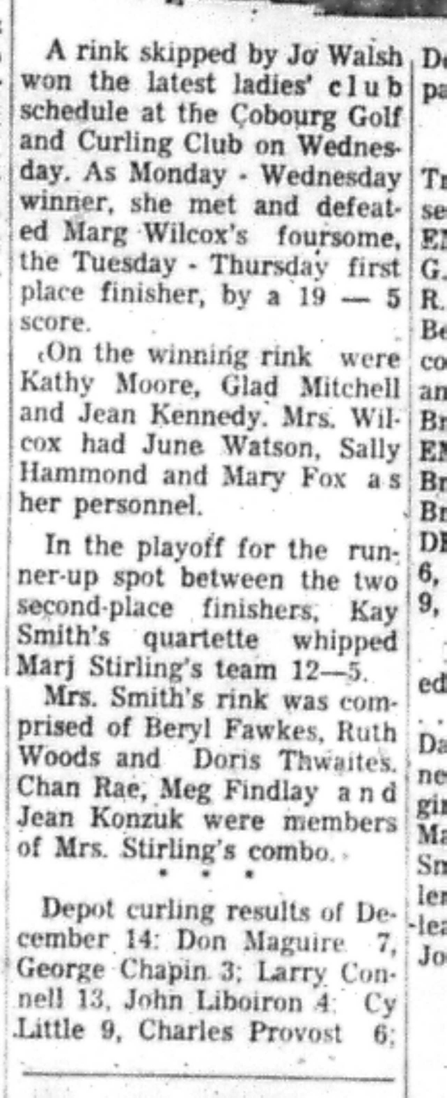 1966-12-21 Curling -Mixed -Cobourg Curling Results-B