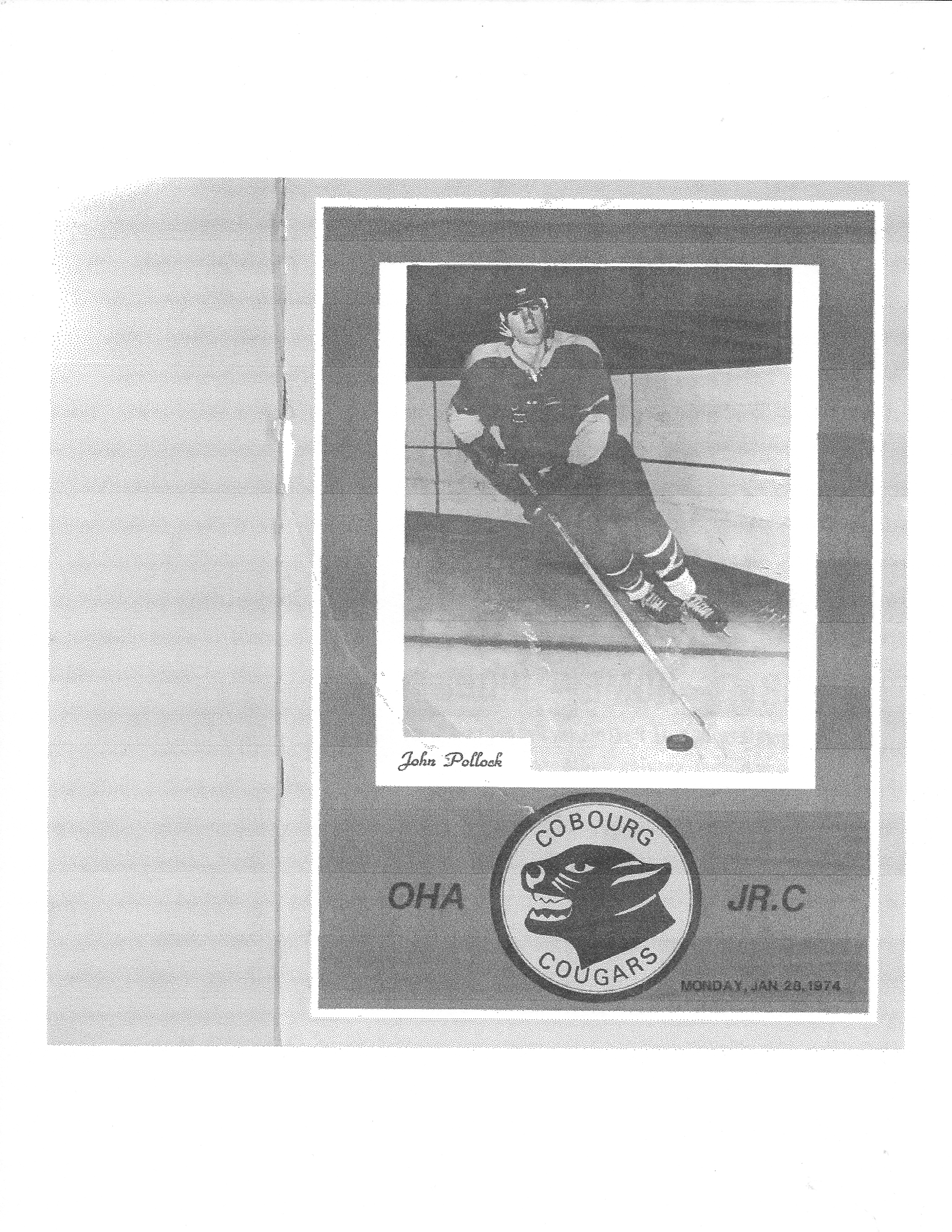 1974 program Cobourg Cougars vs Port Hope