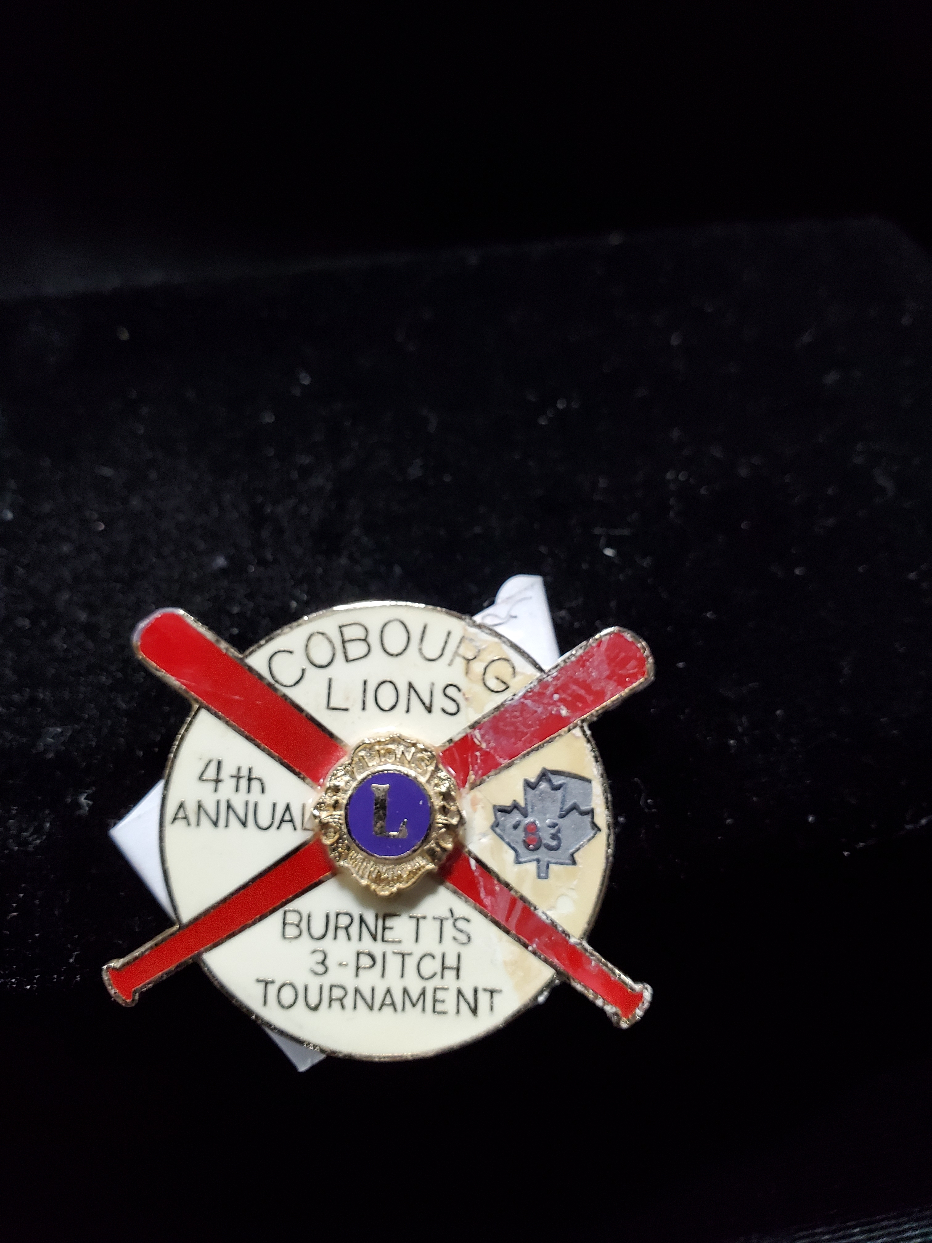 Lapel pin Burnett 3-pitch tournament 4th annual