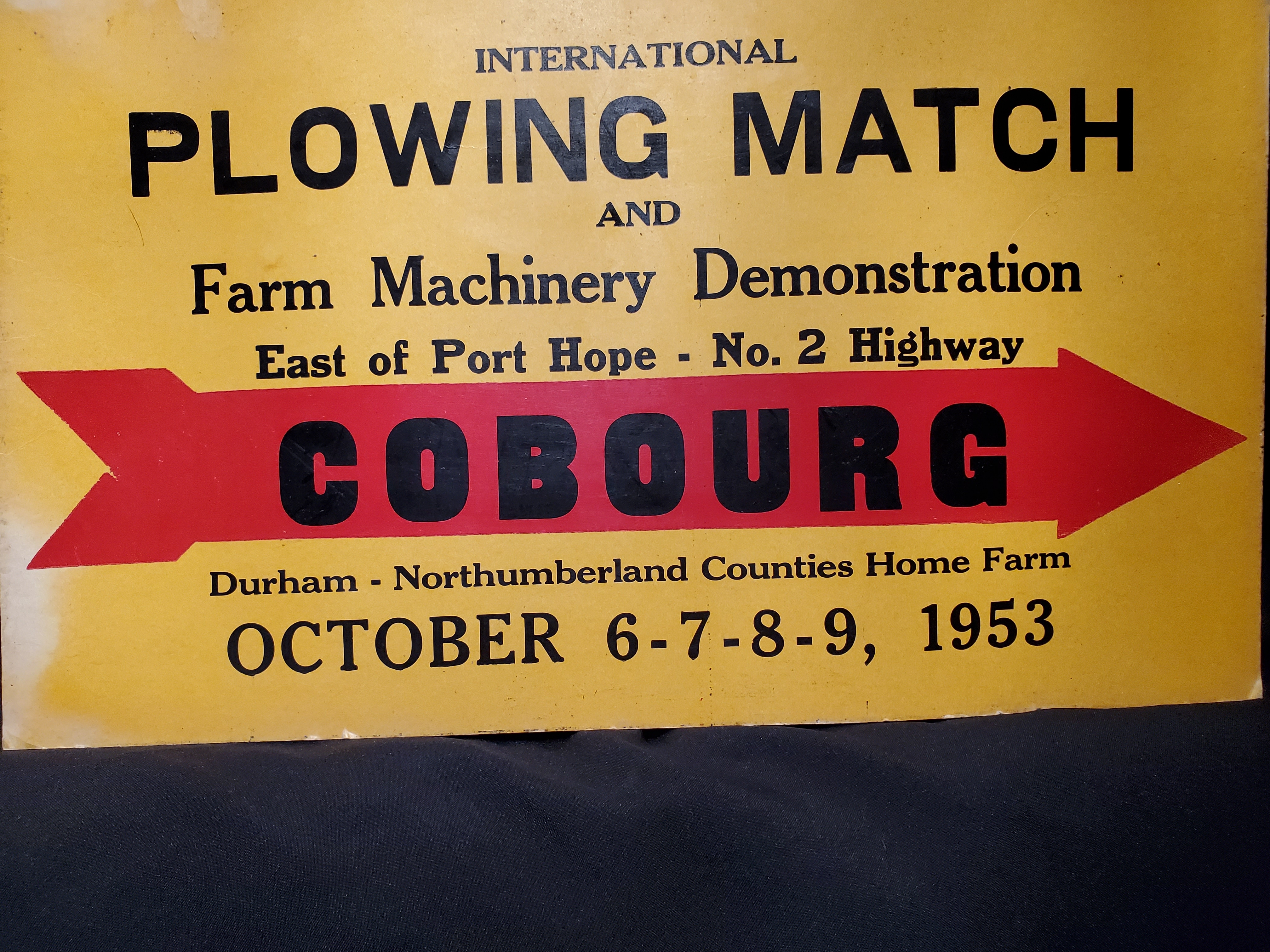1953 International Plowing Match directional sign