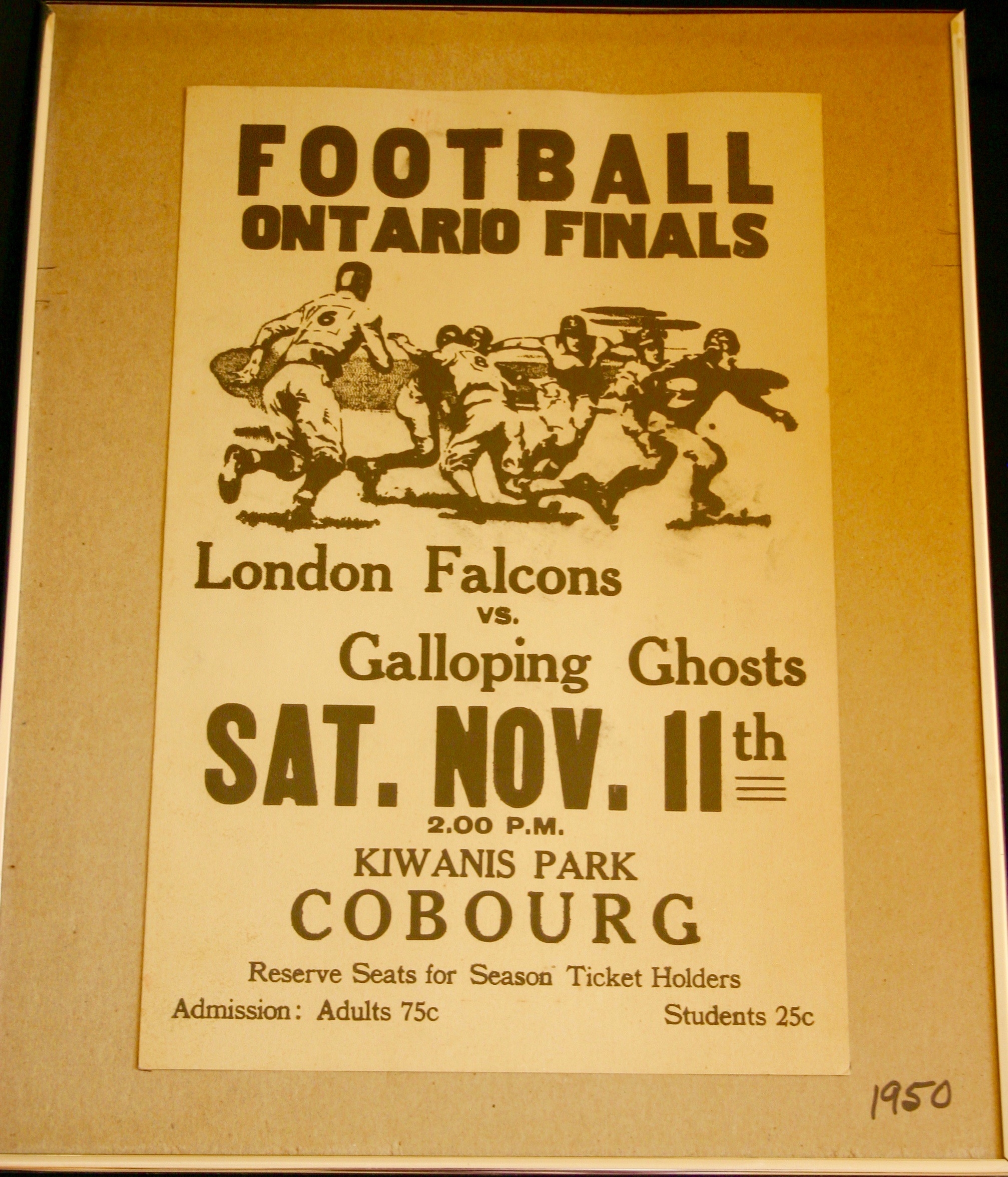 1950 Galloping Ghosts game poster vs London