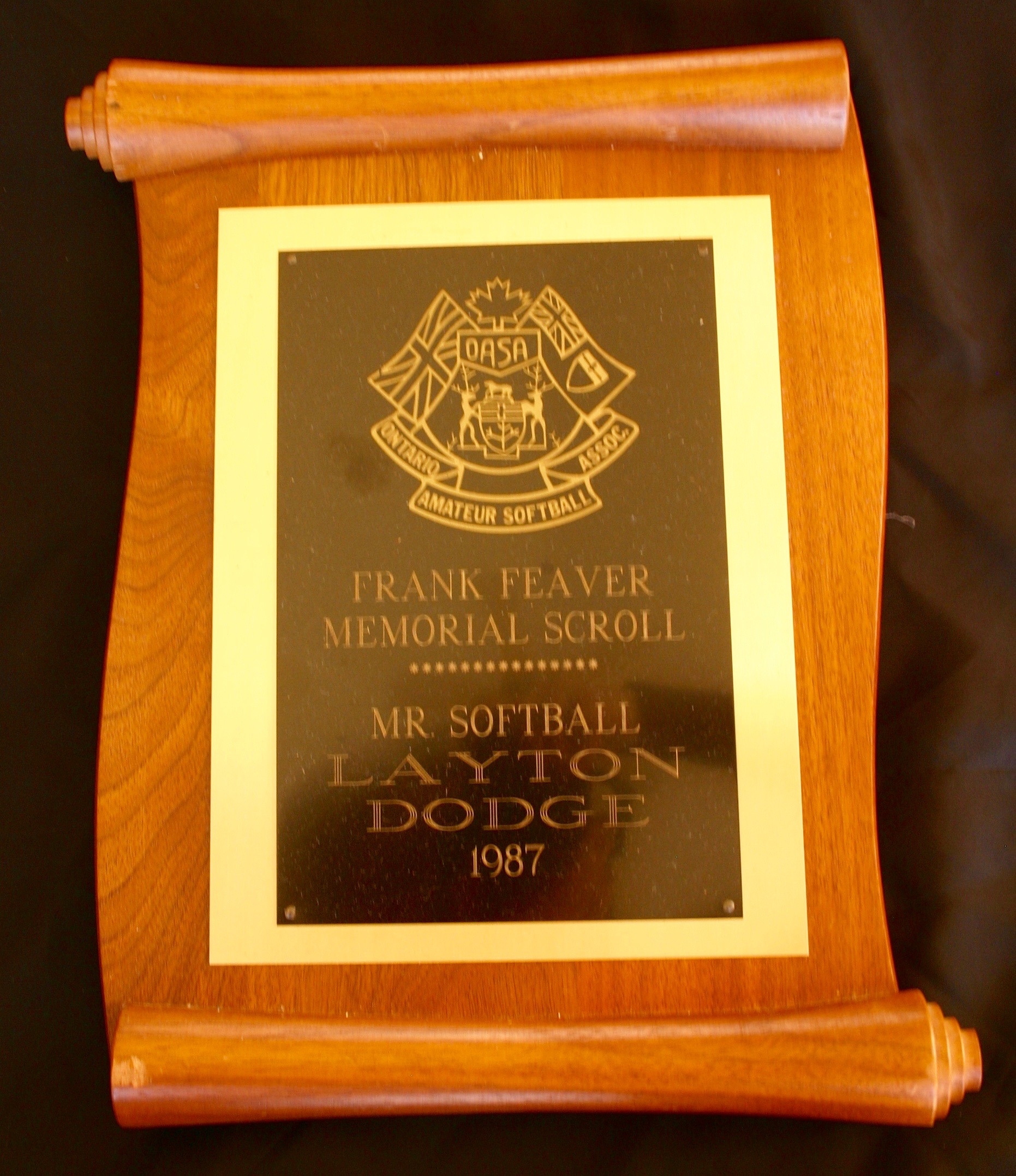 1987 Layton Dodge for Mr. Softball OASA award