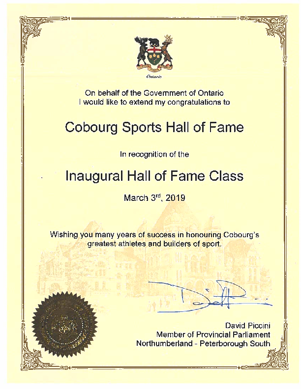 2019 CDSHF certificate from Ontario Gov't