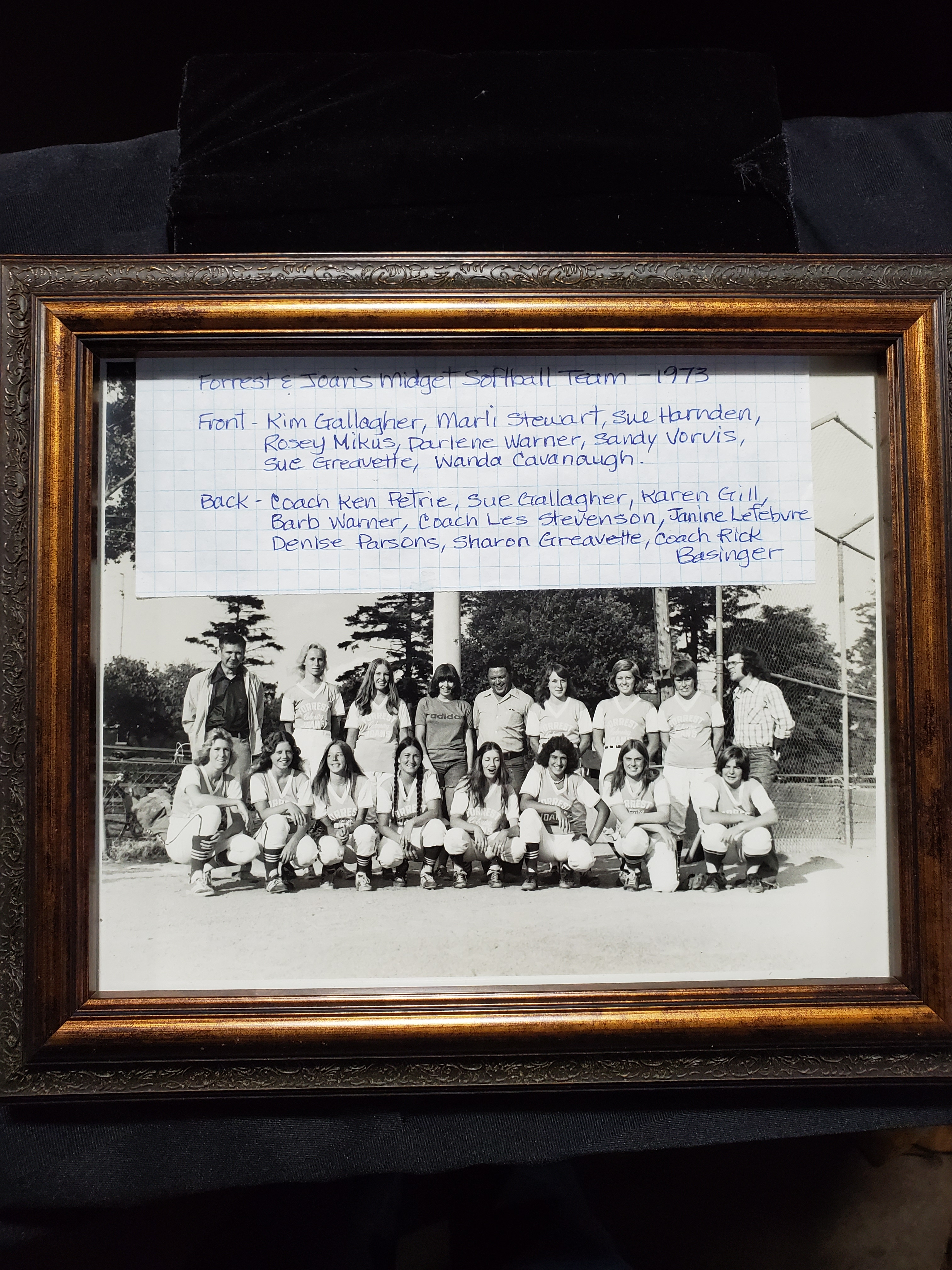 1973 Girl's Midget softball team photo