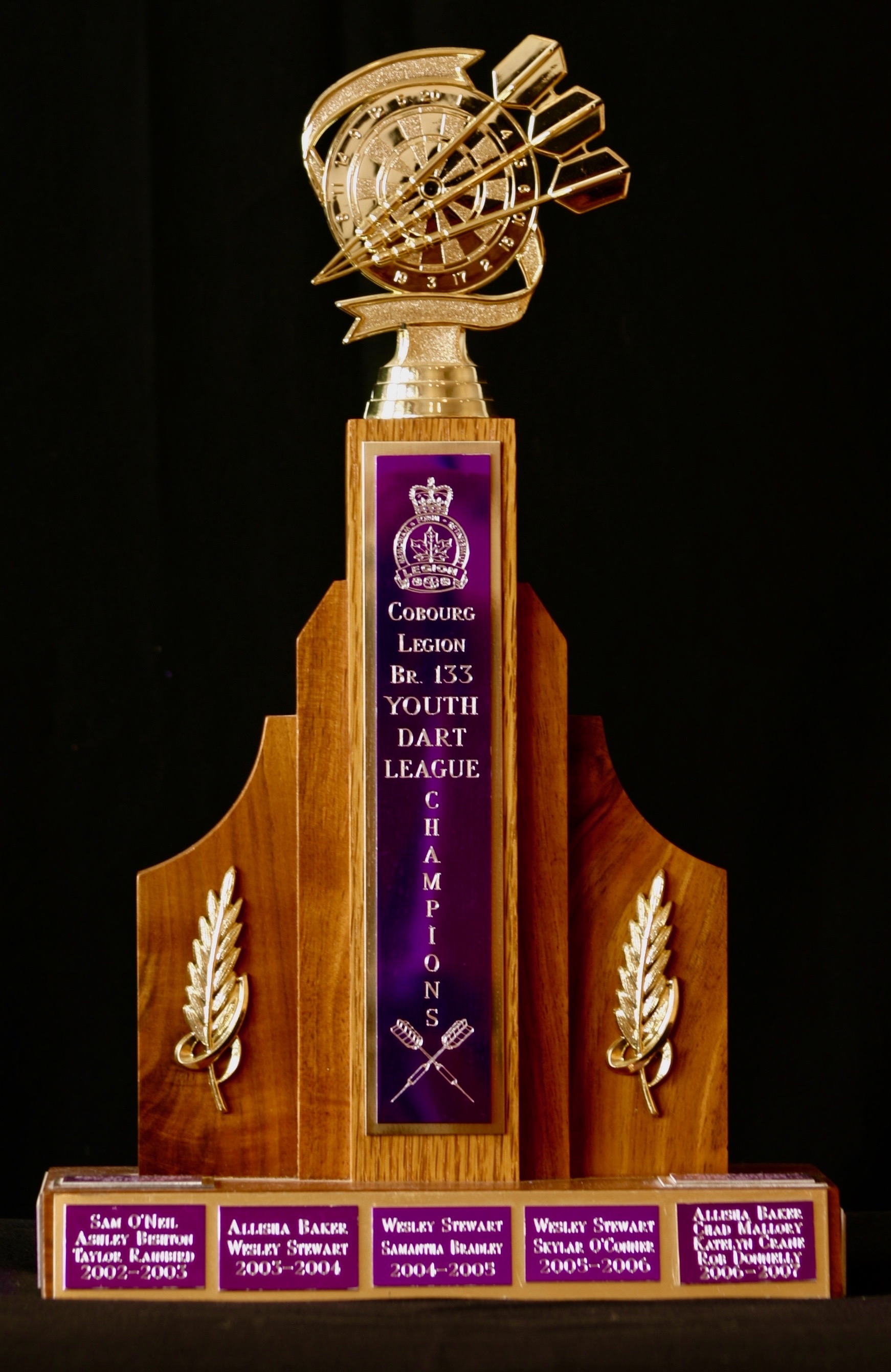 2002-2014 Cobourg Legion youth Darts trophy