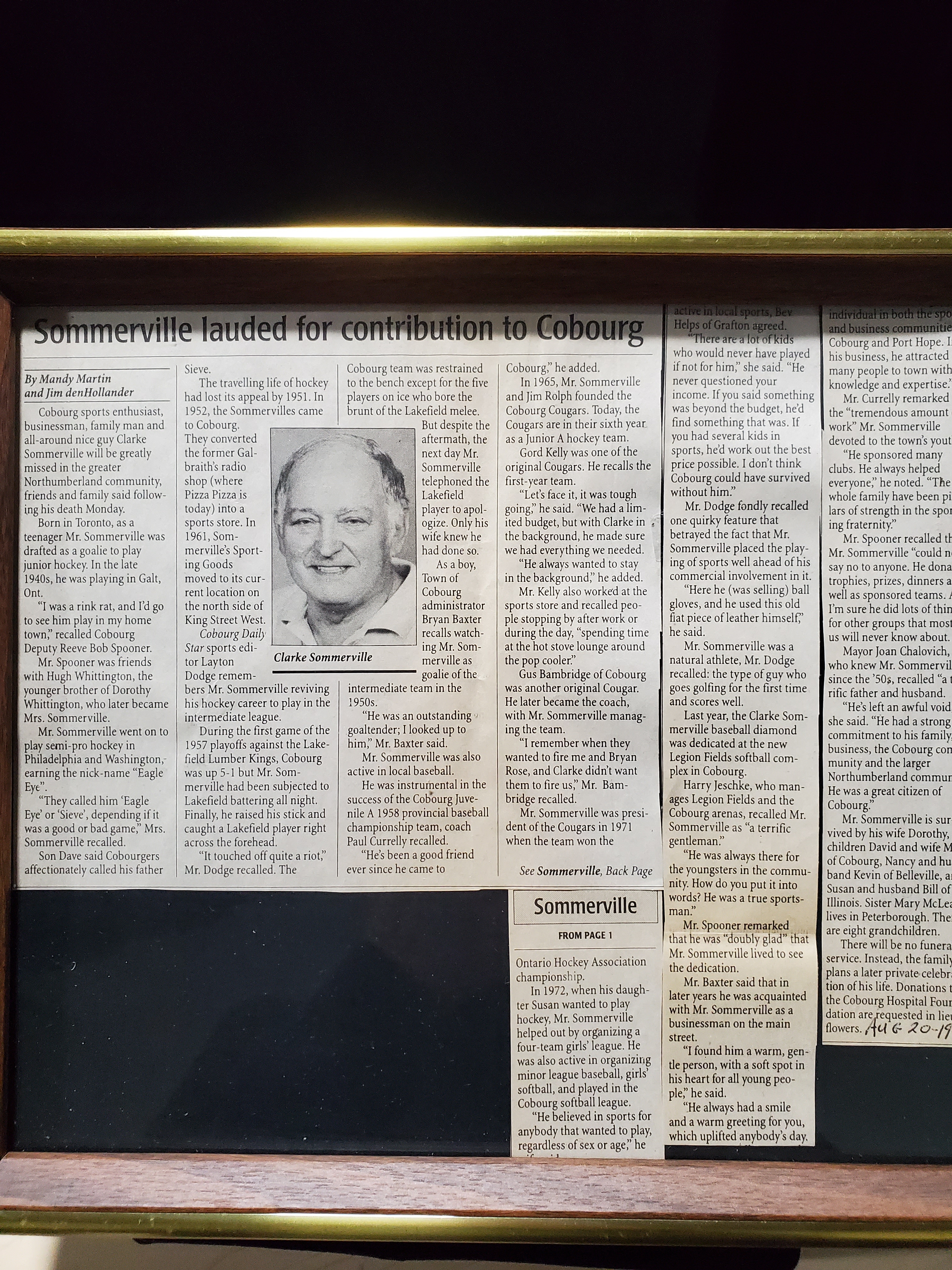 1997 Clarke Sommerville obituary tribute