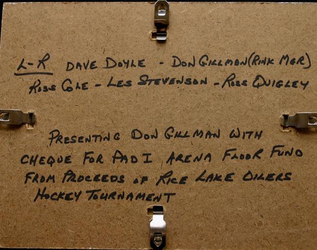 Rice Lake Oilers tournament cheque presentation