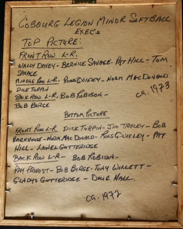 1972-73 Cobourg Legion Softball Exec photos