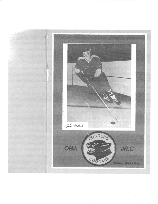1974 program Cobourg Cougars vs Port Hope