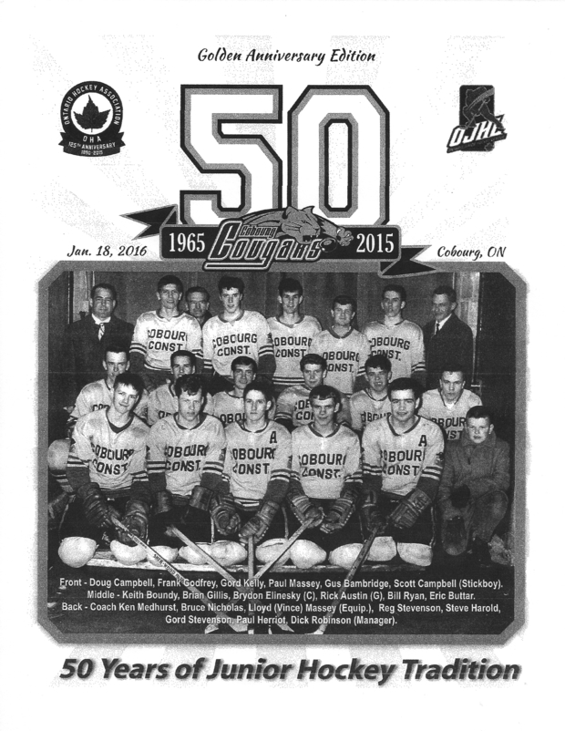 2016 program Cobourg Cougars 50th Anniversary