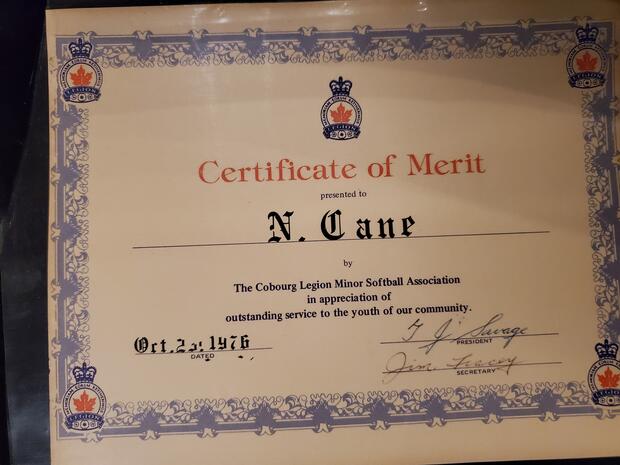 1976 Neil Cane Certificate from CLMSA