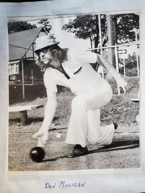 Dan Milligan photo delivering a bowl at Lawn Bowling Club