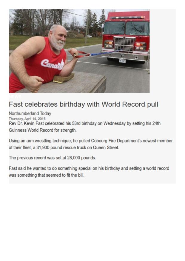 2016 Kevin Fast pulls 16 ton firetruck 24th GWR