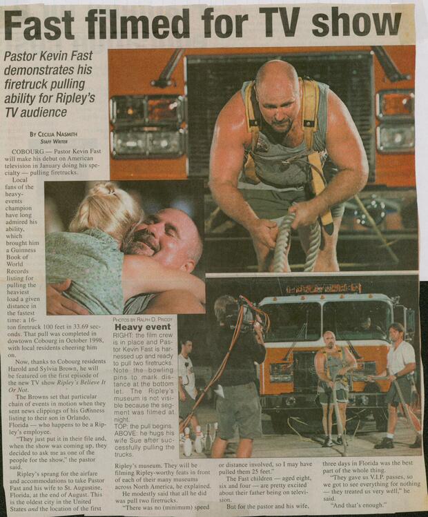 Kevin Fast pulling 2 firetrucks