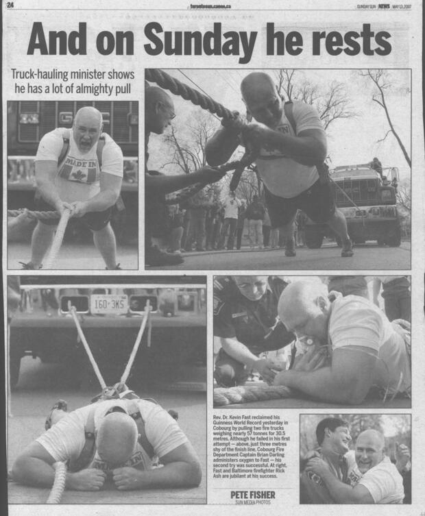 Kevin Fast pulling 2 firetrucks