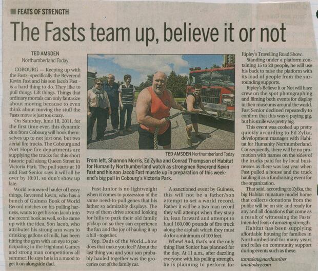 2011 Kevin Fast promoting 2 person firetruck pull