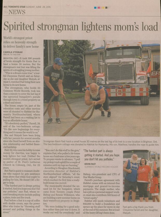 2015 Kevin Fast pulls new home 30 metres