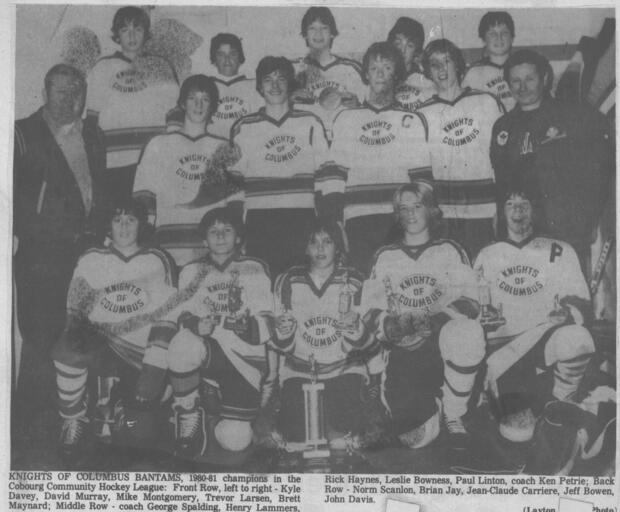 1981 Ken Petrie-Knights of Columbus Bantams-CCHL Champs
