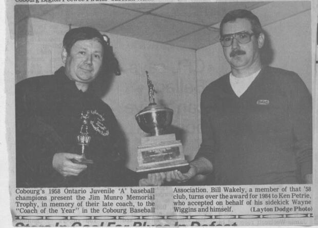 1984 Ken Petrie-Wayne Wiggins-Baseball Coach of Year