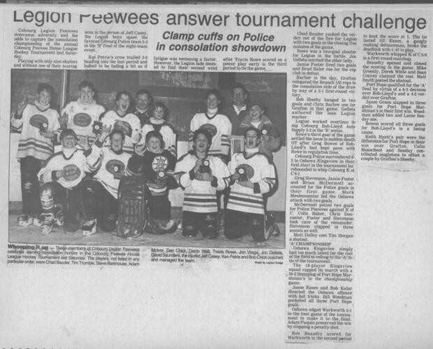 1988 Ken Petrie-Legion PeeWees win CCHL tourney consolation