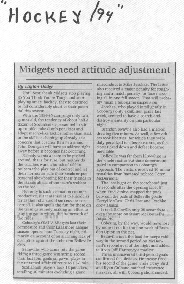 1995 Ken Petrie, Dave Tredree coach Scotia bank Midgets