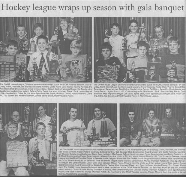 2000 Cobourg Community Hockey League annual awards