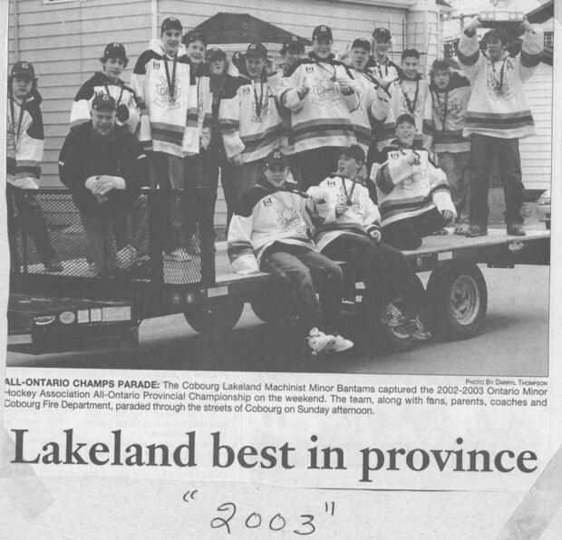 2003 Lakeland Machinists win All-Ontario Minor Bantam