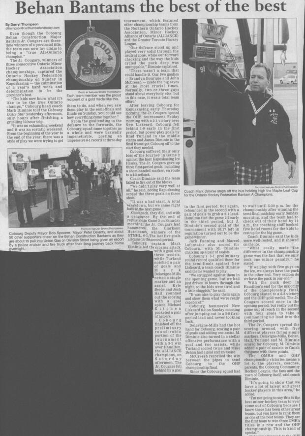 2004 Behan Construction Major Bantams win OHF gold