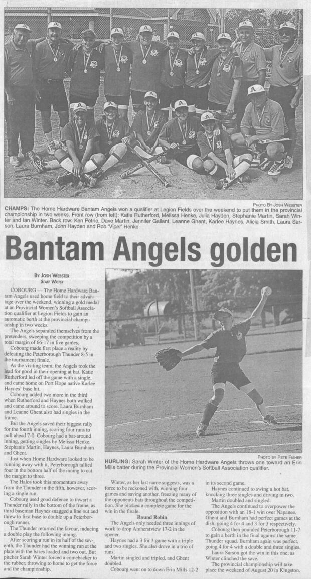 1999 Ken Petrie-Bantam Angels win Provincial qualifier