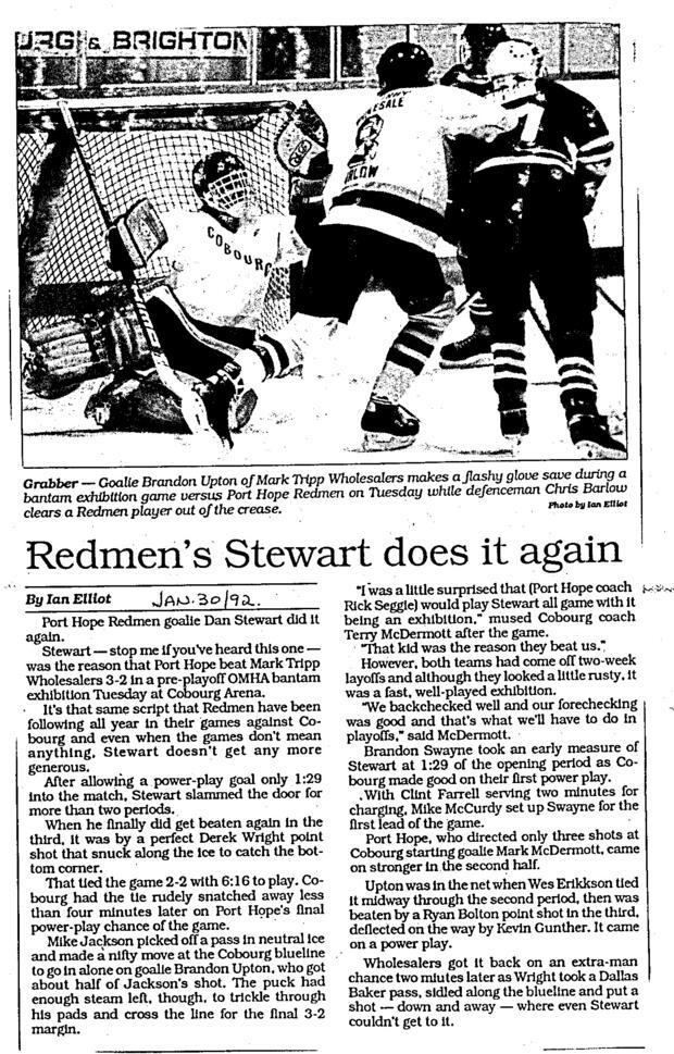 1992 Cobourg OMHA Champion Bantam news clip