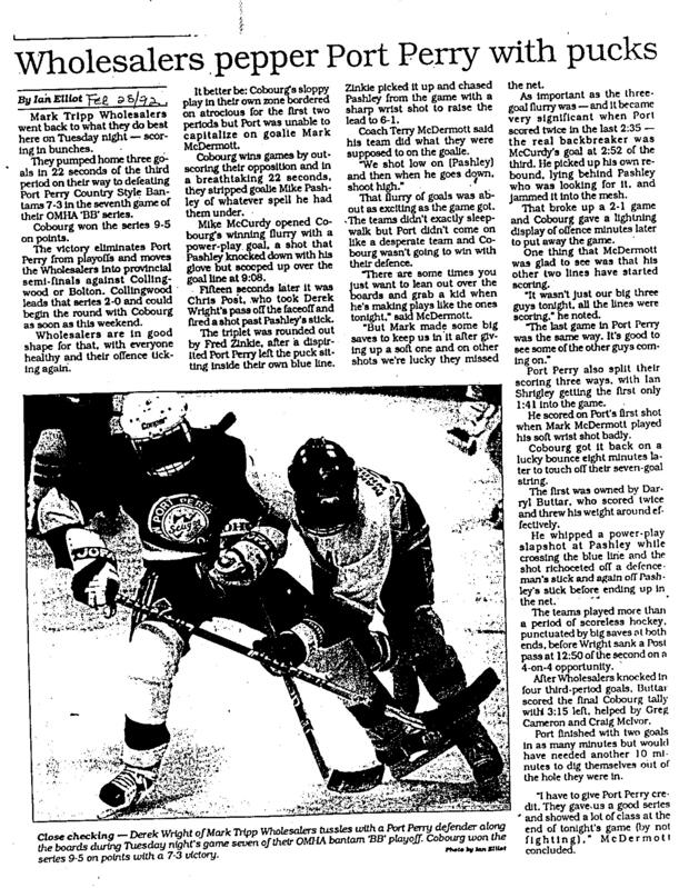 1992 Cobourg OMHA Champion Bantam news clip
