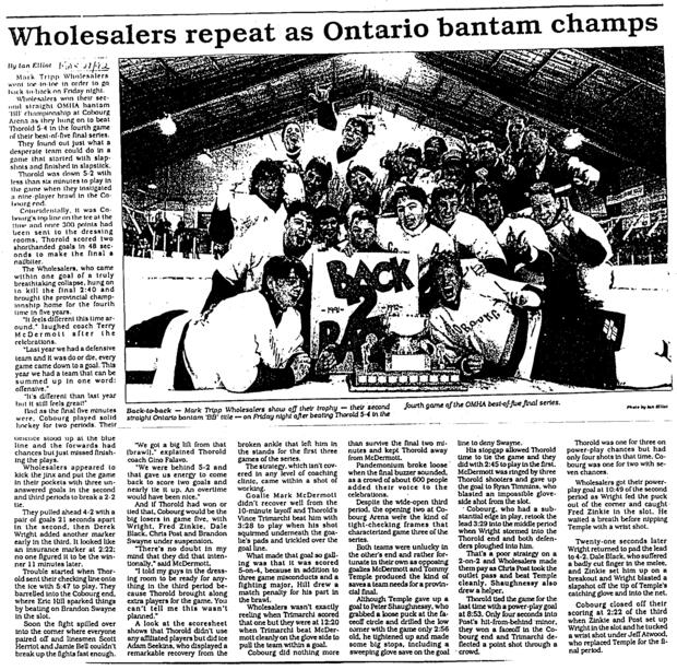 1992 Cobourg OMHA Champion Bantam news clip