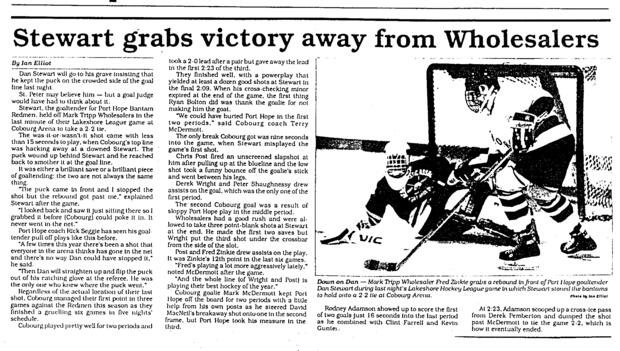 1992 Cobourg OMHA Champion Bantam news clip