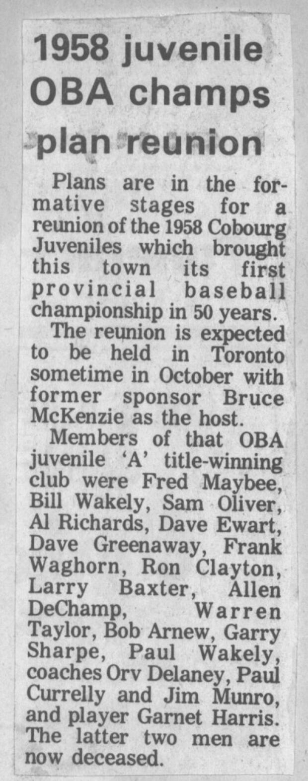 1973 Cobourg Angels
