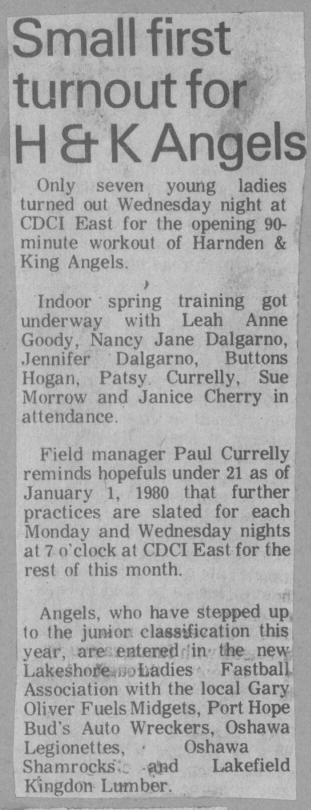 1980 Cobourg Angels