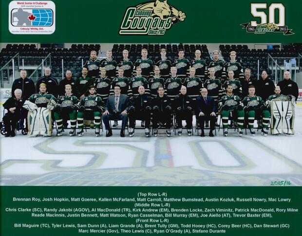 2016 Cobourg Cougars hockey team photo- Junior A