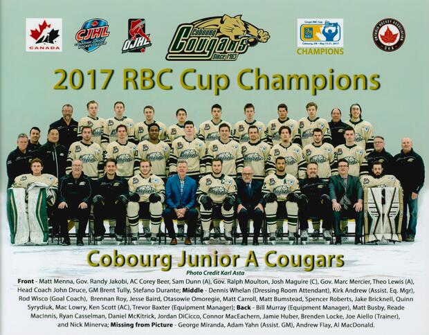 2017 Cobourg Cougars hockey team photo- Junior A