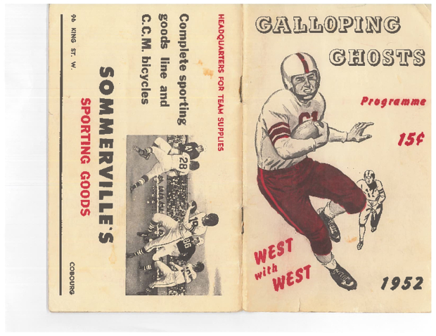 1952 Galloping Ghosts program vs Oshawa