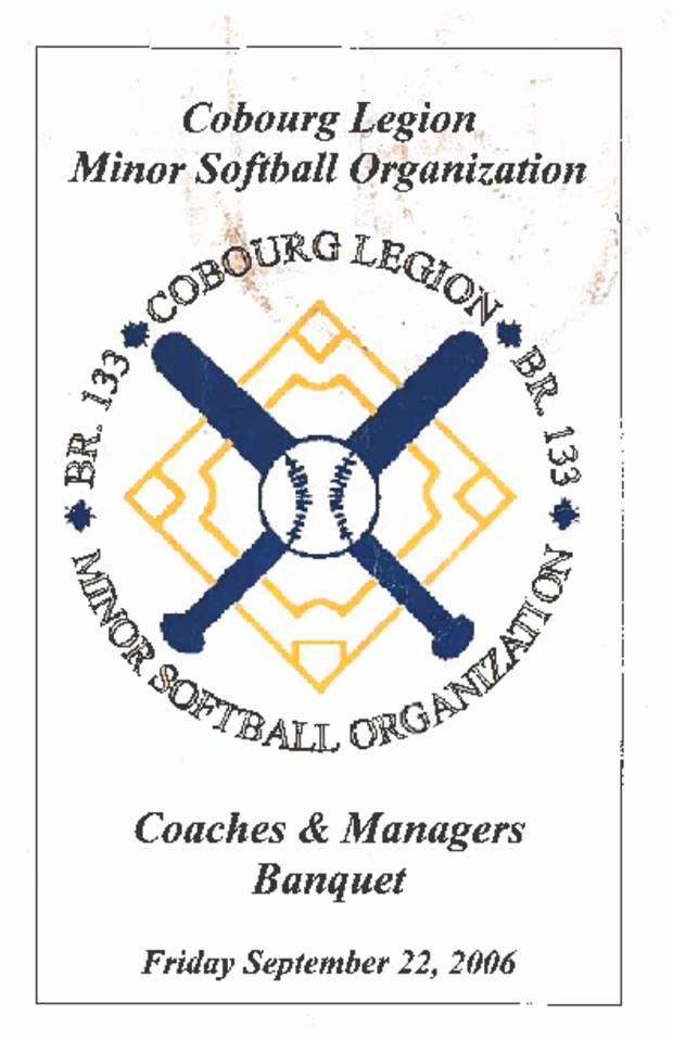 2006 Cobourg Legion banquet program