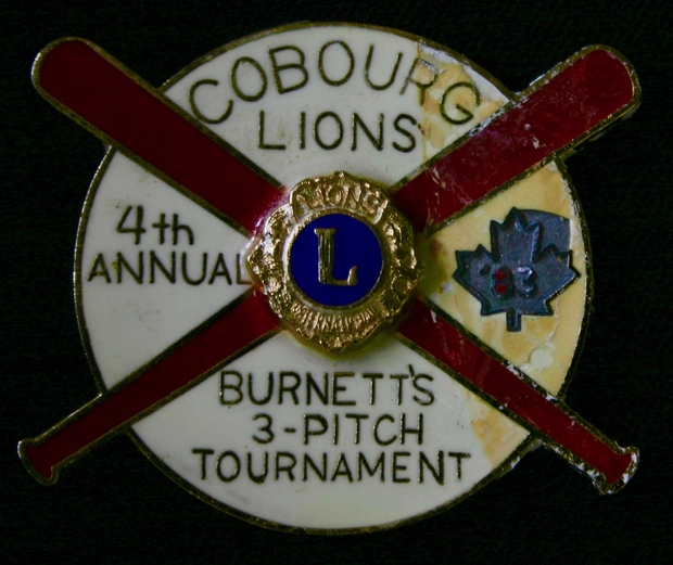1983 metal pin Burnett 3 pitch tourney