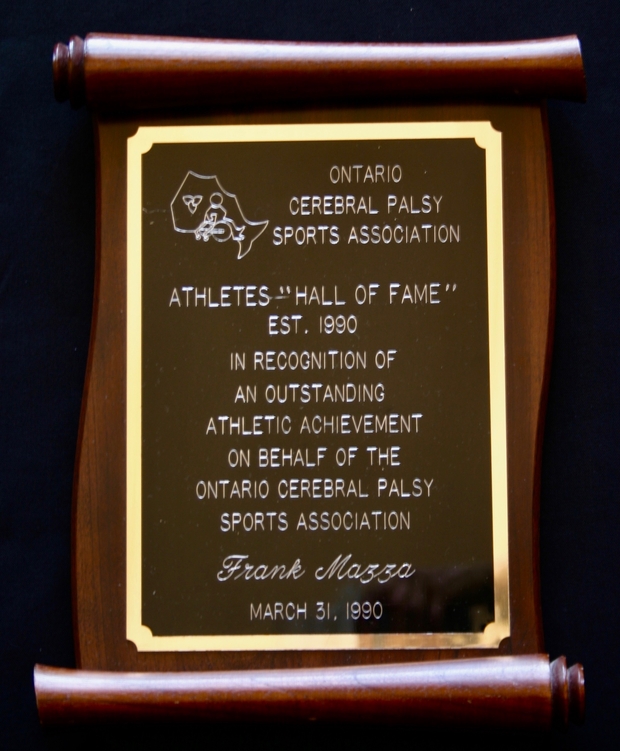 1990 Frank Mazza trophy Cerebral Palsy Hall of Fame
