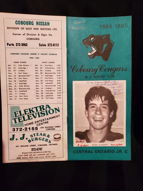 1984 Cobourg Cougar program vs Bowmanville