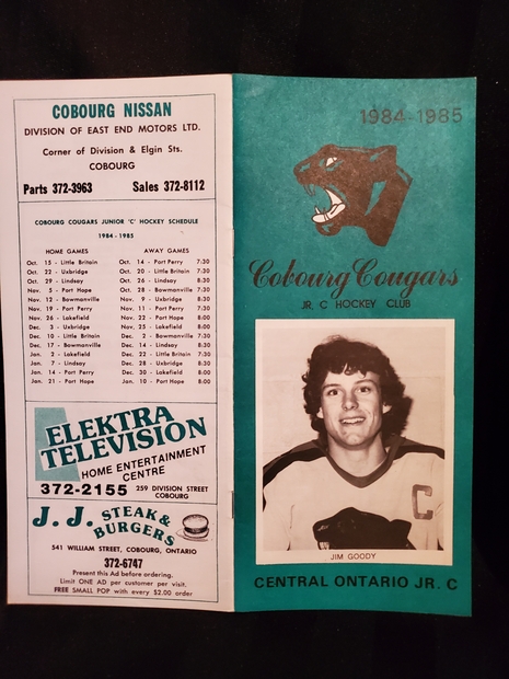 1984 Cobourg Cougar program vs Uxbridge