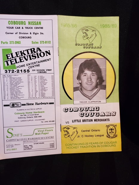 1988 Cobourg Cougars program vs Little Britain